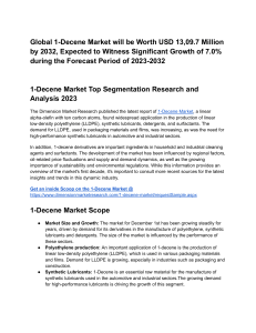 1-Decene Market Growth and Demand Research Report 2023