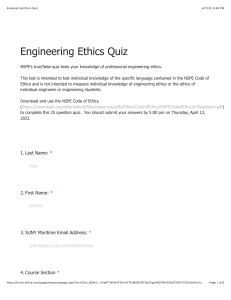 Engineering Ethics Quiz