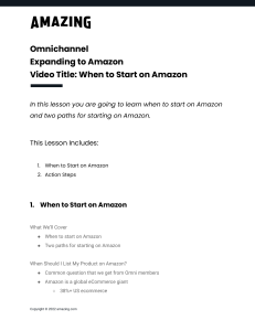 Omni M08 L01 Expanding To Amazon When to Start on Amazon