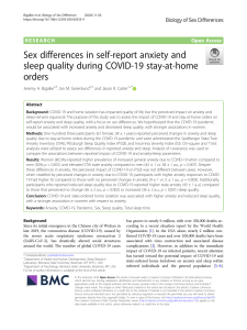 Sex differences in self-report anxiety and sleep quality during COVID-19 stay-at-home orders
