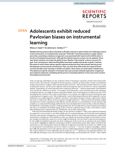 Adolescents exhibit reduced Pavlovian biases on instrumental learning