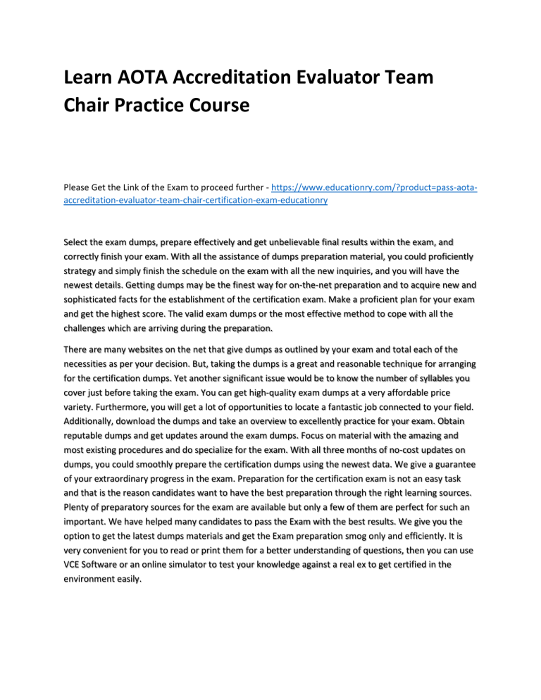 Learn AOTA Accreditation Evaluator Team Chair Practice Course