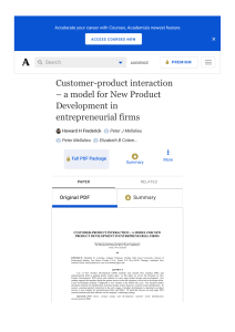 (PDF) Customer-product interaction – a model for New Product Development in entrepreneurial firms | Howard H Frederick - Academia.edu