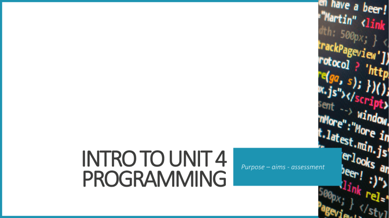 Introduction To Unit 4