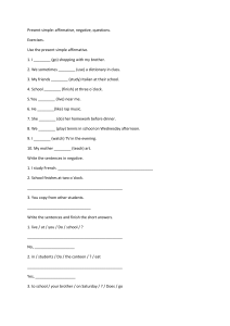 present simple - Answer Sheet