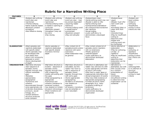 Rubric for a Narrative Writing Piece
