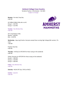 Amherst College Cross Country Practice Schedule