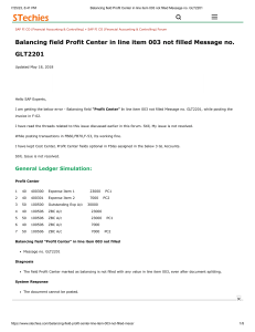 Balancing field Profit Center Message no. GLT2201