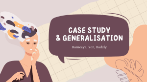 Case Study & Generalisation