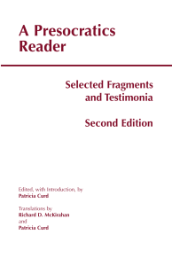 The Presocratics Reader Second Edition
