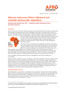 Africans & China's Influence: Afrobarometer Dispatch