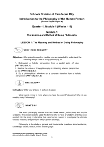 Philosophy Module: Meaning & Method