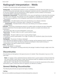 Radiograph Interpretation - Welds