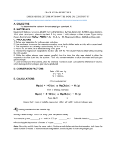 LAB PRACTICE 1 IDEAL GAS CONSTANT R worksheet
