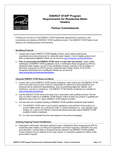 ENERGY STAR Version 5.0 Residential Water Heaters Specification and Partner Commitments 0