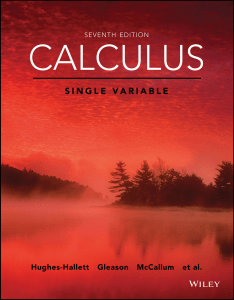 Calculus Single Variable (Deborah Hughes-Hallett) 7th edition