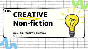 Creative Non-Fiction...Review of Literature (Definition and Genres)