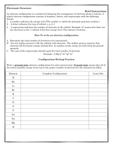 wkst 1 electron configurations with instructions