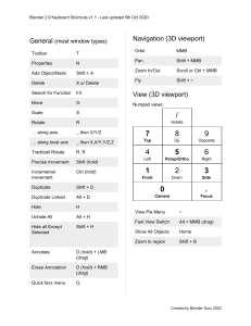 Blender 2.9 Keyboard Shortcuts Cheat Sheet