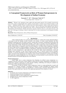 Women Entrepreneurs & Indian Economy: A Conceptual Framework