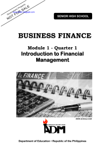 Business Finance - Introduction to Financial Management