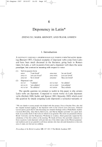 Xu, Aronoff & Anshen 2007 Deponency in Latin [Ch 6 ]