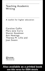 Teaching Academic Writing A Toolkit for Higher Education  2003
