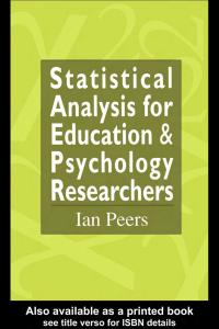 Statistical Analysis for Education and Psychology Researchers (Ebook) (PDF File)
