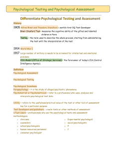 Psychological Assessment Notes