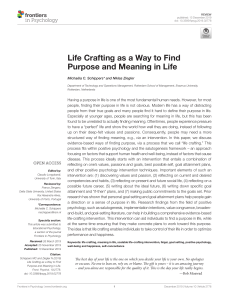 Life crafting as a way to find purpose and meaning in life