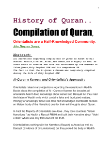 Quran and Orientalists , A case of study by Abu Hayyan Saeed