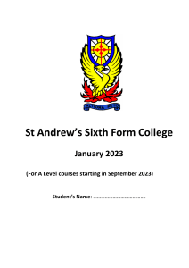 2023 A Level Options booklet