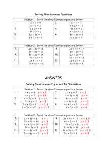 A1 Simultaneous Equations questions
