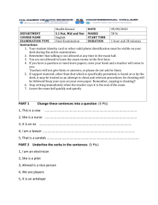 English Exam Paper for Health Science Students