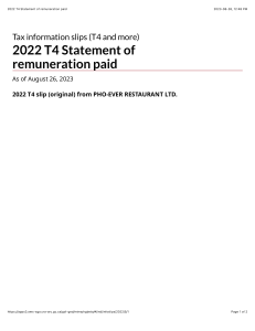 2022 T4 Statement of remuneration paid1