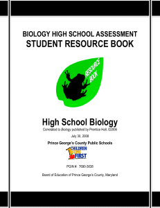 STUDENT RESOURCE BOOK High School Biology