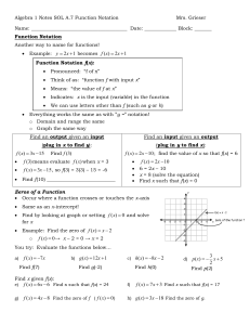 Function Notation Guided Notes