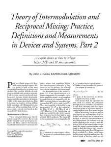 Intermodulation and reciprocal mixing