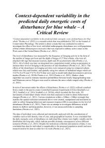 Daily energetic costs of disturbance for blue whale