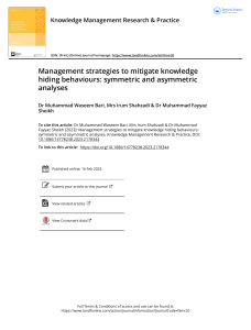 Management  strategies to mitigate knowl