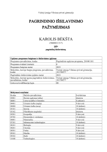 Karolio Bėkštos pagrindinio išsilavinimo pažymėjimas