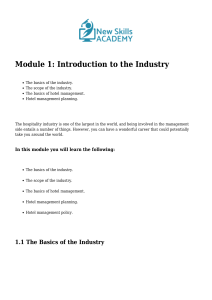 Module 1  Introduction to the Industry