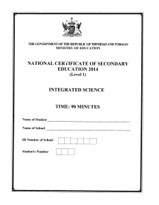 NCSE 2014 Integrated Science