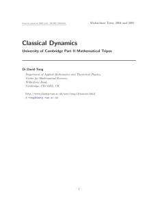 Classical Dynamics - D. Tong