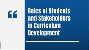 Roles of Students and Stakeholders in Curriculum