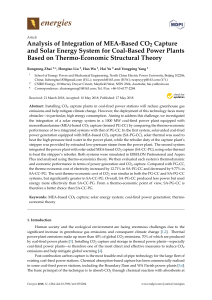 2018 Analysis of Integration of MEA-Based CO2 Capture and Solar Energy System for Coal-Based Power Plants Based on Thermo-Economic Structural Theory