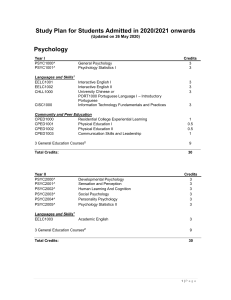 Psychology Study Plan & Course Descriptions for Students Admitted in 2020 or onwards