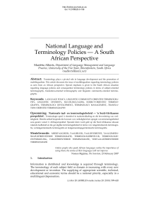 National Language and Terminology Policies - South Africa