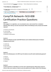 CompTIA Network+ N10-008 Certification Practice Questions
