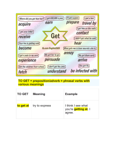 Uses of GET plus phrasal verbs (Stage 11)